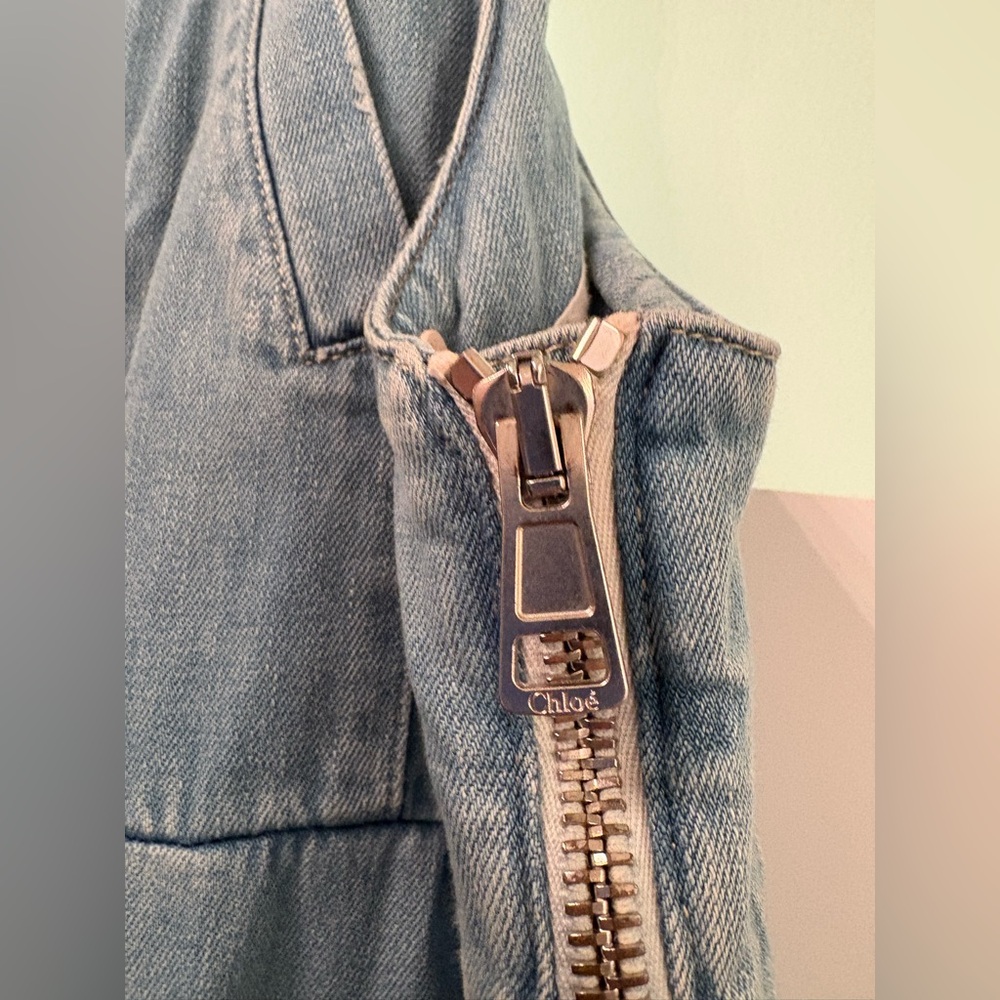 Chloé Washed Blue Denim Overalls Jumpsuit Size Fr 40 - Picture 9 of 16